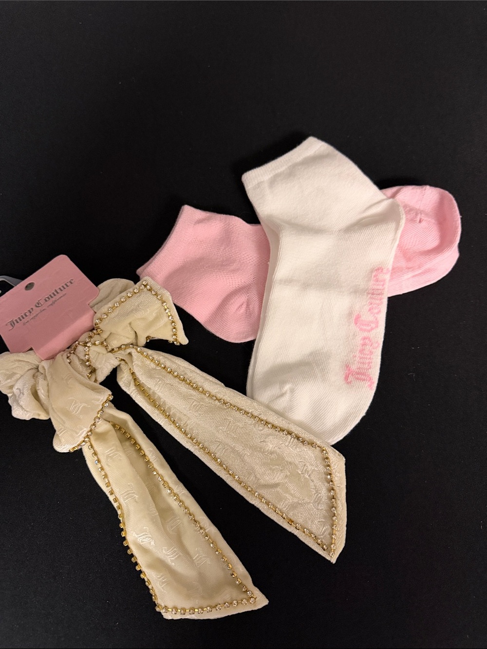 Juicy Couture Pink, White & hair bow & Socks. 🆕